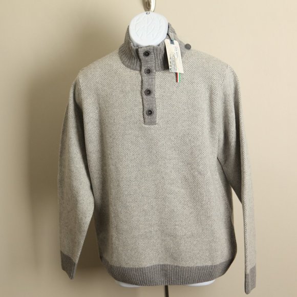 Luca Nobili Men's gray wool blend button front Sweater Large L - Picture 2 of 5